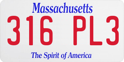 MA license plate 316PL3