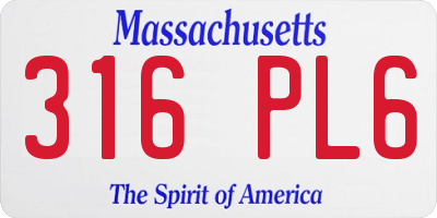 MA license plate 316PL6