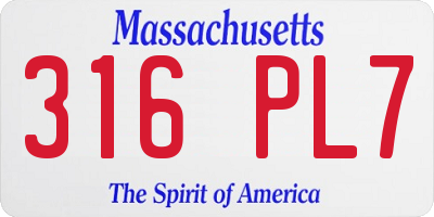 MA license plate 316PL7