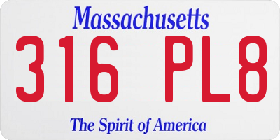 MA license plate 316PL8