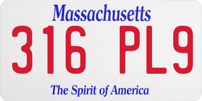 MA license plate 316PL9