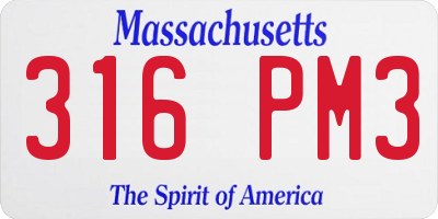 MA license plate 316PM3