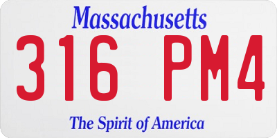 MA license plate 316PM4