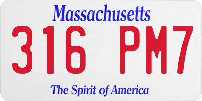 MA license plate 316PM7