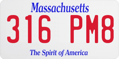MA license plate 316PM8