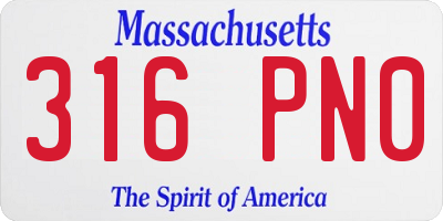 MA license plate 316PN0