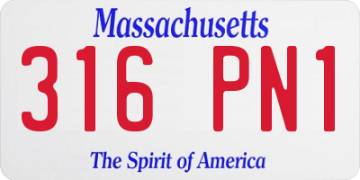 MA license plate 316PN1