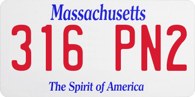 MA license plate 316PN2