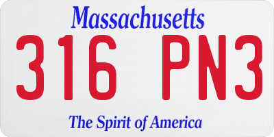MA license plate 316PN3