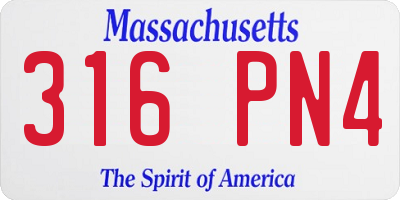 MA license plate 316PN4
