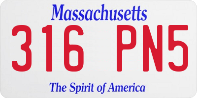 MA license plate 316PN5