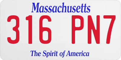 MA license plate 316PN7