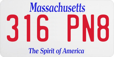MA license plate 316PN8