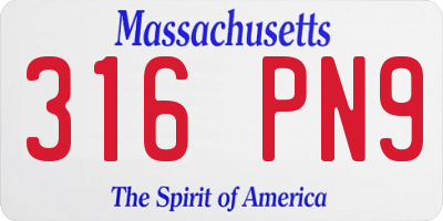 MA license plate 316PN9