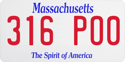 MA license plate 316PO0
