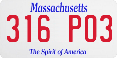 MA license plate 316PO3