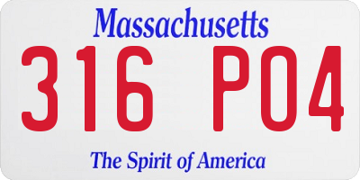 MA license plate 316PO4