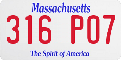 MA license plate 316PO7
