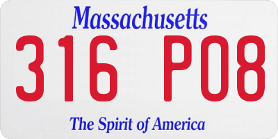 MA license plate 316PO8