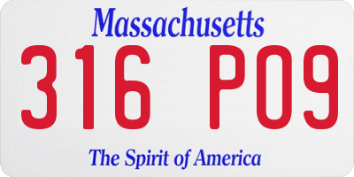 MA license plate 316PO9