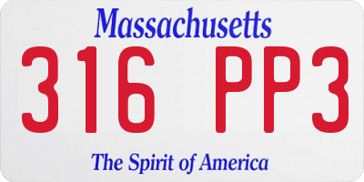 MA license plate 316PP3