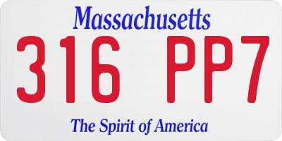 MA license plate 316PP7