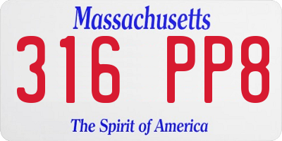 MA license plate 316PP8