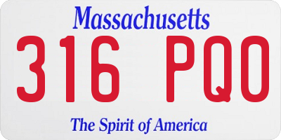 MA license plate 316PQ0