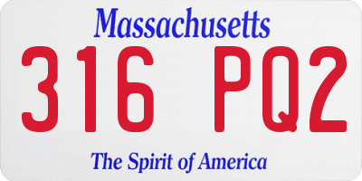 MA license plate 316PQ2