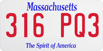 MA license plate 316PQ3