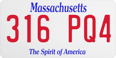 MA license plate 316PQ4