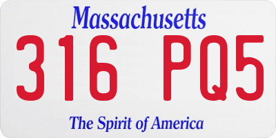 MA license plate 316PQ5