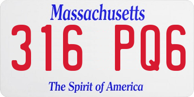 MA license plate 316PQ6