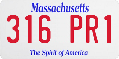 MA license plate 316PR1