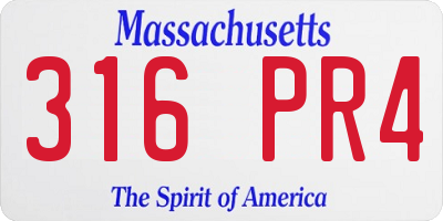 MA license plate 316PR4