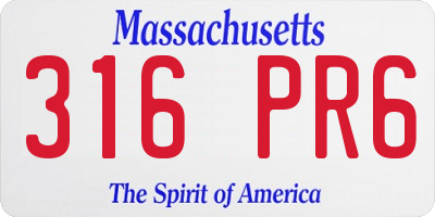 MA license plate 316PR6