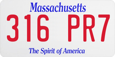 MA license plate 316PR7