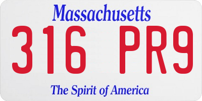 MA license plate 316PR9