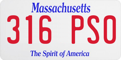 MA license plate 316PS0