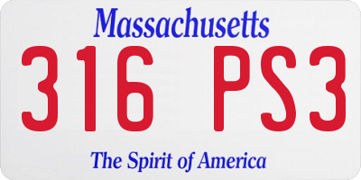 MA license plate 316PS3