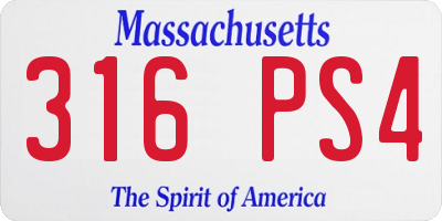 MA license plate 316PS4