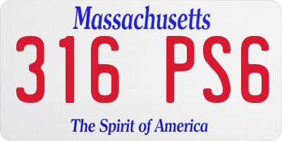 MA license plate 316PS6