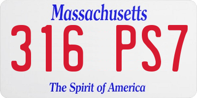MA license plate 316PS7