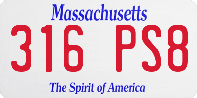 MA license plate 316PS8