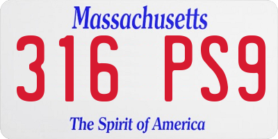 MA license plate 316PS9