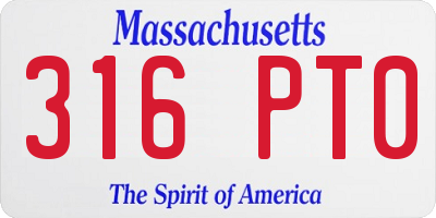 MA license plate 316PT0