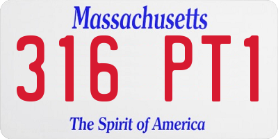 MA license plate 316PT1