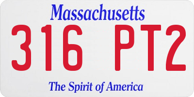 MA license plate 316PT2
