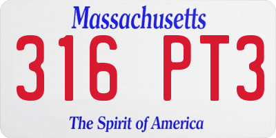 MA license plate 316PT3