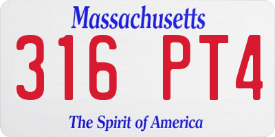MA license plate 316PT4